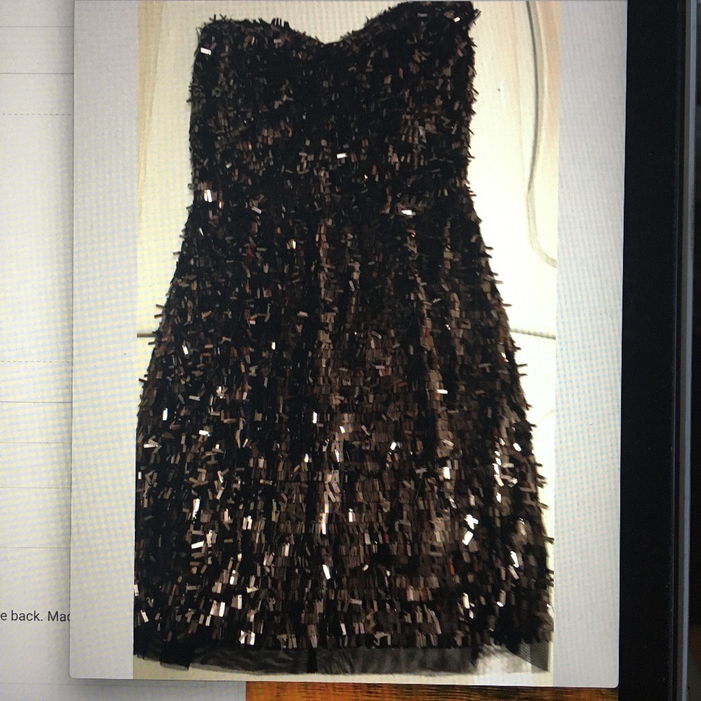 KATE MOSS TOPSHOP Silver Gunmetal Sequin Strapless Dress